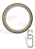 Кольцо для карнизов 25мм антик бесшумное с крючком
